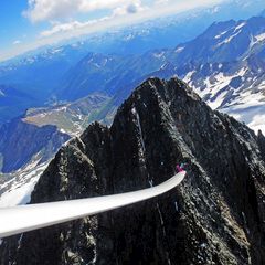 Flugwegposition um 14:14:32: Aufgenommen in der Nähe von Gemeinde Kals am Großglockner, 9981, Österreich in 3643 Meter